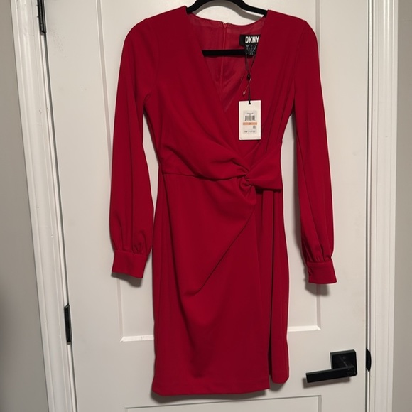 DKNY Surplice Neckline Twisted Dress NWT - 2 - Picture 5 of 7